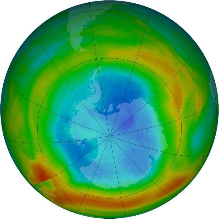 Antarctic ozone map for 10 September 1980